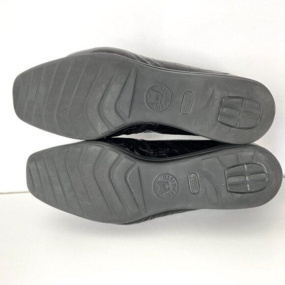 Mephisto Croc Emboss Patent Dark Red Black Leather Wedge Slip On Loafers Sz 9.5 - Picture 9 of 14